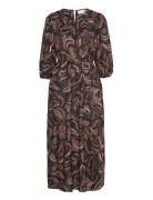 Kadorita Dress Knelang Kjole Brown Kaffe