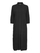 Kabarral Shirt Dress 3/4 Sl Knelang Kjole Black Kaffe