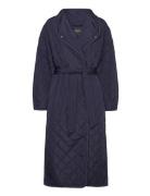 Slumina Coat Vattert Jakke Navy Soaked In Luxury