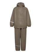 Basic Rainwear Set -Recycle Pu Outerwear Rainwear Rainwear Sets Brown ...