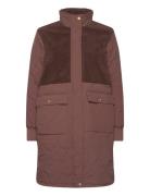 Hollie W Long Quilted Jacket Vattert Jakke Brown Weather Report