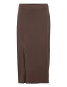 Ellemw Skirt Knelangt Skjørt Brown My Essential Wardrobe