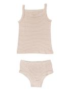 Strap Top And Underpants Striped Undertøysett Pink Copenhagen Colors