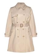 Double-Breasted Cotton-Blend Trench Coat Trench Coat Kåpe Beige Lauren...