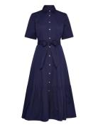 Tiered Cotton Shirtdress Maxikjole Festkjole Navy Polo Ralph Lauren