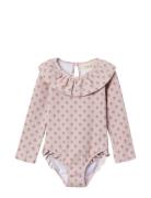 Nmffarley Ls Swimsuit Lil Badedrakt Badetøy Pink Lil'Atelier