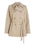 Cotton Short Trench Trench Coat Kåpe Beige Tommy Hilfiger