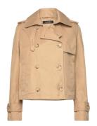 Short Double-Breasted Twill Trench Coat Trench Coat Kåpe Beige Lauren ...