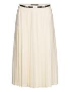 Tk!!! Pleated Georgette Skirt Knelangt Skjørt Cream Lauren Ralph Laure...