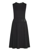 Buckle-Trim Ponte Sleeveless Dress Knelang Kjole Black Lauren Ralph La...