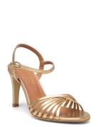 264-Dorota Cuir Metallise Sandal Med Hæl Gold Jonak Paris