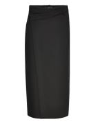 Midi Wrap Skirt Knelangt Skjørt Black Mango