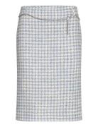 Tweed Midi Skirt Knelangt Skjørt Blue Mango