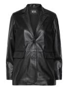 Emma Leather Blazer Skinnjakke Skinnjakke Black Jofama