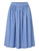 Olga Skirt - Poplin Knelangt Skjørt Blue STUDIO FEDER