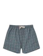 Micro Paisley Swim Trunks Badeshorts Green Pompeii