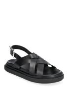 Trunca Black Leather Sandals Flate Sandaler Black ALOHAS