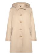 Hooded Cotton-Blend Balmacaan Coat Tynn Kåpe Beige Lauren Ralph Lauren