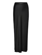 Hana Long Logo Satin Skirt Langt Skjørt Black Ahlvar Gallery