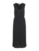 Vimodala V-Neck S/L Midi Dress - Noos Knelang Kjole Black Vila