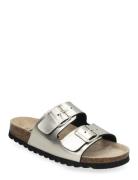 Biaolivia Sandal Metallic Flate Sandaler Silver Bianco