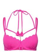 Scallop Lurex Pd Swimwear Bikinis Bikini Tops Wired Bikinitops Pink Hu...