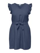 Carjupiter Life S/L Frill Abk Dress Wvn Kort Kjole Blue ONLY Carmakoma