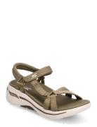 Womens Gowalk Arch Fit - Elite Sandal Flate Sandaler Khaki Green Skech...