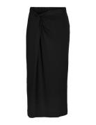 Vivase Hw Midi Skirt Knelangt Skjørt Black Vila