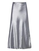 Slfsilva-Lena Hw Midi Skirt B Knelangt Skjørt Silver Selected Femme