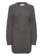 Eloise Cable Knitted Mohair Blend Mini Dress Kort Kjole Grey Malina