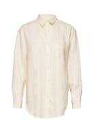 Linen Shirt Tops Shirts Long-sleeved Cream Rosemunde