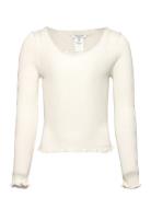 Silk T-Shirt Tops T-shirts Long-sleeved T-shirts Cream Rosemunde Kids