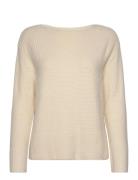 Knit Patched Boatneck Tops Knitwear Jumpers Beige Tom Tailor