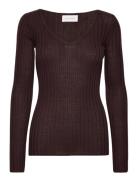 Monique Top Tops T-shirts & Tops Long-sleeved Brown House Of Dagmar