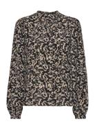 Mschrhian Top Aop Tops Blouses Long-sleeved Black MSCH Copenhagen