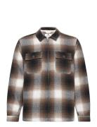 Akoscar Check Overshirt Tops Overshirts Brown Anerkjendt