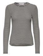 Srfenja Stripe O-Neck Top Tops T-shirts & Tops Long-sleeved Black Soft...