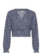 Tamara Ls Blouse Mara Floral V Tops Blouses Long-sleeved Blue LEVI´S W...