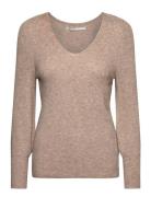 Onlatia L/S V-Neck Cuff Knt Noos Tops Knitwear Jumpers Beige ONLY