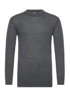 Regular Merino Knit Crew Neck Tops Knitwear Round Necks Grey Knowledge...