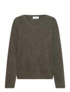 Floriamd V-Neck Tops Knitwear Jumpers Green Modström