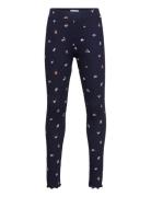 Printed Rib Leggings Bottoms Leggings Navy Tom Tailor