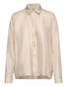 Mia Twill Shirt Tops Shirts Long-sleeved Beige Ahlvar Gallery