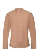 Yarn Dyed Oxford Superflex Shirt L/ Tops Shirts Casual Brown Lindbergh