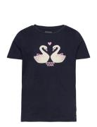 Printed T-Shirt Tops T-shirts Short-sleeved Navy Tom Tailor