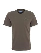 Barbour Langdon Pocket Designers T-shirts Short-sleeved Khaki Green Ba...