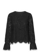 Yasperla Ls Lace Top S. Noos Tops Blouses Long-sleeved Black YAS