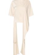 Harpergz Knot Blouse Tops Blouses Short-sleeved Cream Gestuz