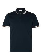 Slhslim-Toulouse Detail Ss Polo Noos Tops Polos Short-sleeved Navy Sel...